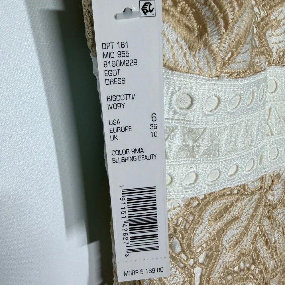 Antonio Melani Egot Lace Midi Dress Ivory Biscotti Bridal Coquette Size 6 NWT - Picture 14 of 15